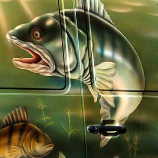 Airbrush s motivem ryb na zadnch dvech dodvky