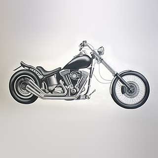 Airbrush v podob motocyklu v motoshopu