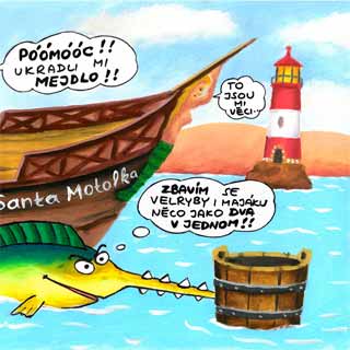 Mečoun u lodi - komiks Čendy Buráčka