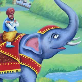 Malovaná deska ve FN v Motole s motivem slona v čajovém údolí