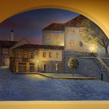 Nástěnné malby v Chrudimské nemocnici u občerstevní - Žižkovo náměstí